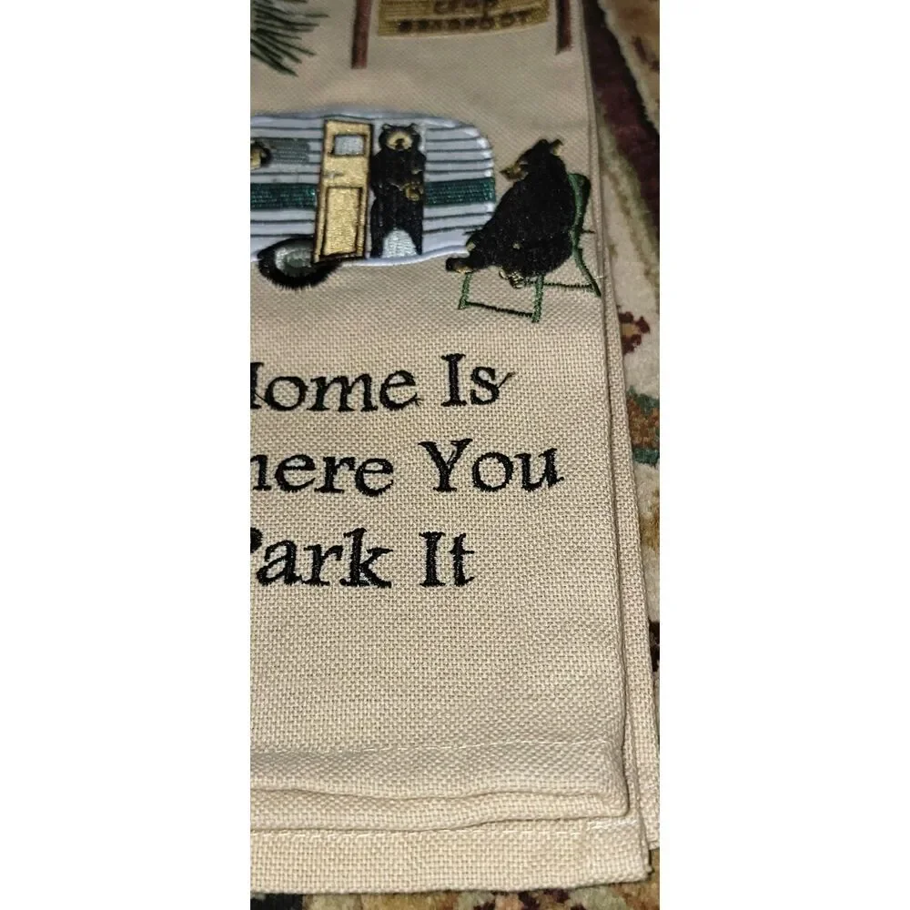Embroidered RV Camper Dish/ Tea Towel Black Bears Smokies *NEW Home is Where You